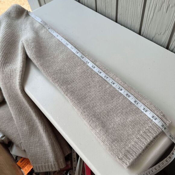 Sarah Spencer Lambswool Angora Cardigan Cable Collar Beige Button Sweater S - Picture 10 of 11